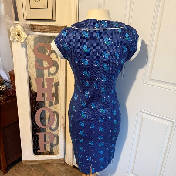 Voodoo Vixen Blue Floral Buttoned Mini Dress - Picture 3 of 3